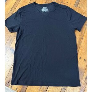 Alfani V Neck T Shirt Mens Large Black Cotton Basic Minimalist Casual Tee
